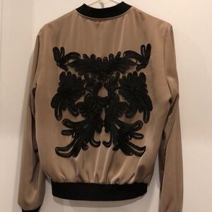 Taupe and Black Bomber Jacket